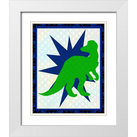 Dinosaur 3 White Modern Wood Framed Art Print with Double Matting by Allen, Kimberly