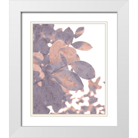 Dusk Leaves 1 White Modern Wood Framed Art Print with Double Matting by Kimberly, Allen