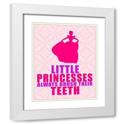 Little Princesses White Modern Wood Framed Art Print with Double Matting by Allen, Kimberly