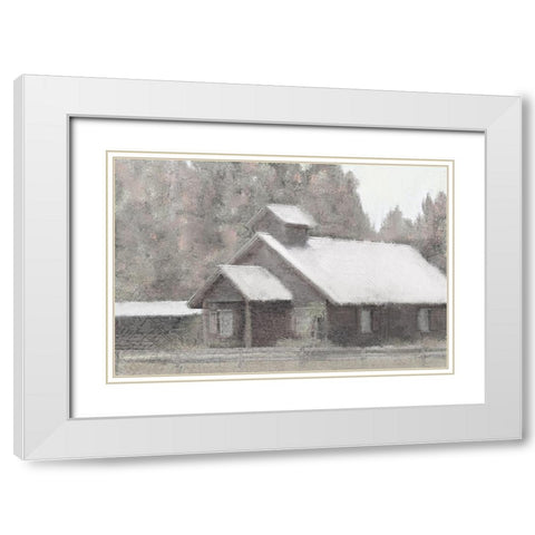 At the Farm White Modern Wood Framed Art Print with Double Matting by Kimberly, Allen