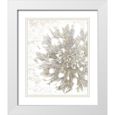 Silver Blooms 2 White Modern Wood Framed Art Print with Double Matting by Kimberly, Allen