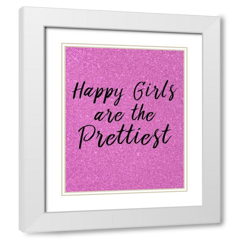 Happy Girls Pink White Modern Wood Framed Art Print with Double Matting by Allen, Kimberly