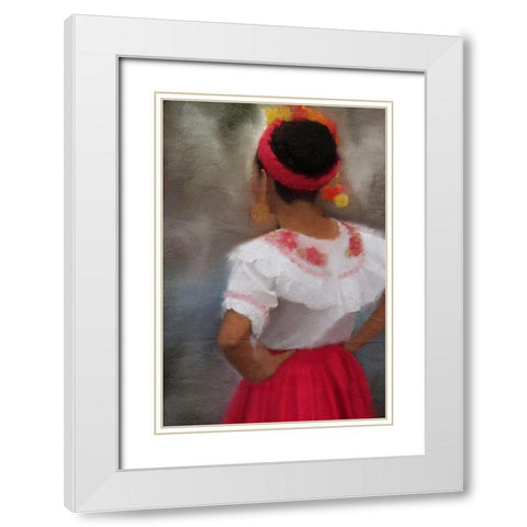 Ethnic Dance White Modern Wood Framed Art Print with Double Matting by Kimberly, Allen