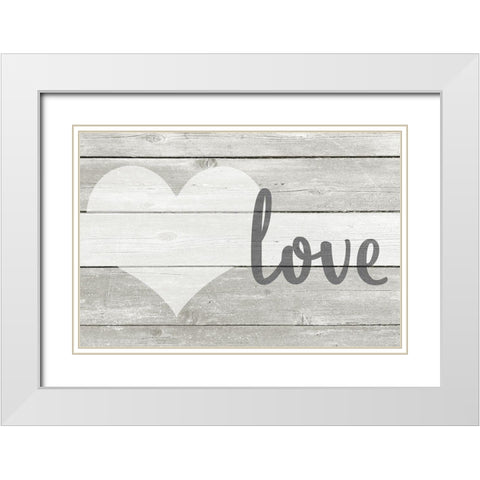 Barnwood Love White Modern Wood Framed Art Print with Double Matting by Kimberly, Allen