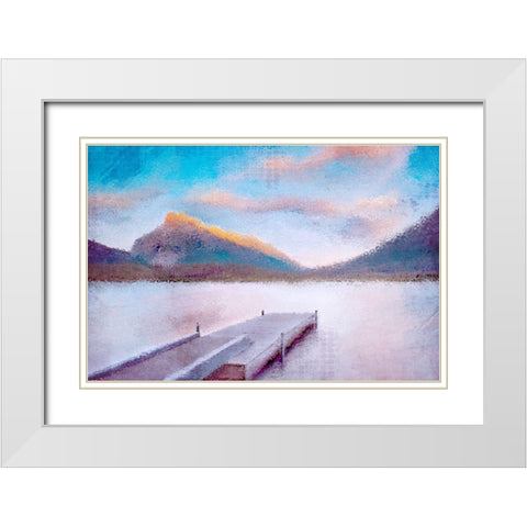 Banff Dock White Modern Wood Framed Art Print with Double Matting by Allen, Kimberly