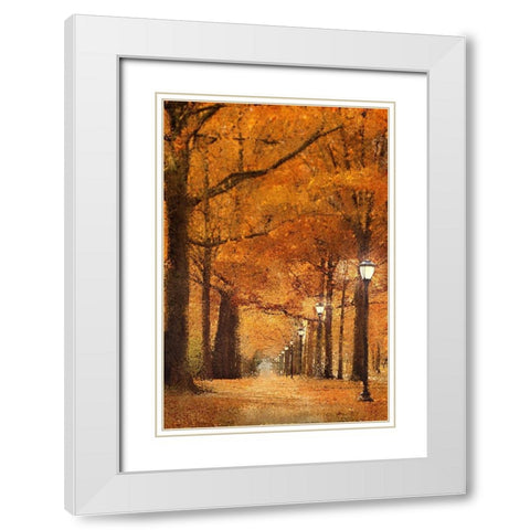 Autumn Path White Modern Wood Framed Art Print with Double Matting by Kimberly, Allen