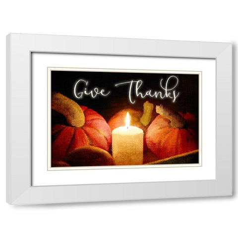 Give Thanks White Modern Wood Framed Art Print with Double Matting by Kimberly, Allen