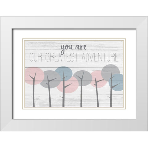 Our Greatest Adventure White Modern Wood Framed Art Print with Double Matting by Kimberly, Allen