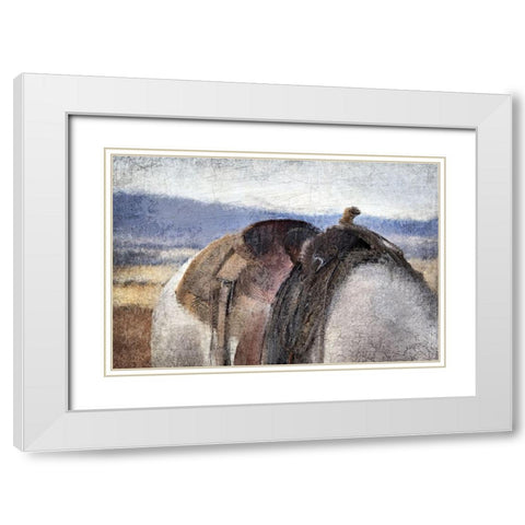 In The Saddle White Modern Wood Framed Art Print with Double Matting by Kimberly, Allen
