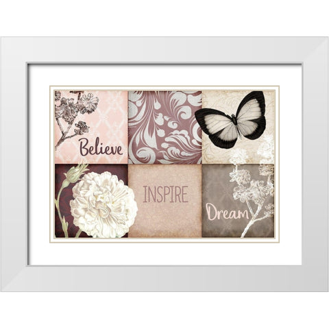Believe Inspire Dream White Modern Wood Framed Art Print with Double Matting by Kimberly, Allen