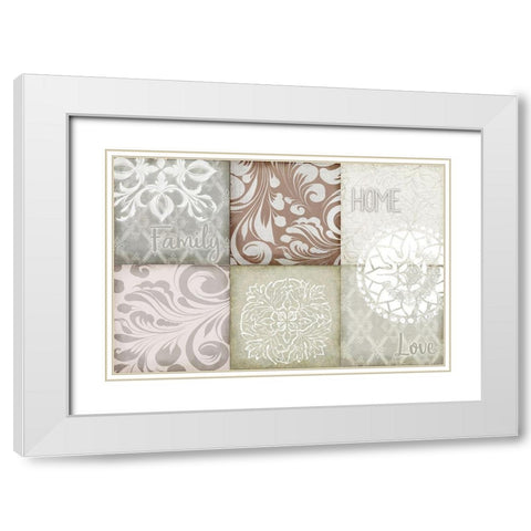Home Family Love v1 White Modern Wood Framed Art Print with Double Matting by Kimberly, Allen