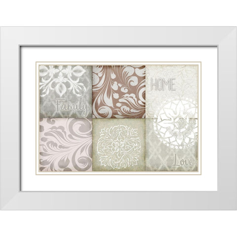Home Family Love v1 White Modern Wood Framed Art Print with Double Matting by Kimberly, Allen