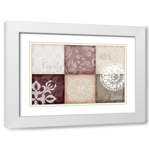 Home Family Love v2 White Modern Wood Framed Art Print with Double Matting by Kimberly, Allen