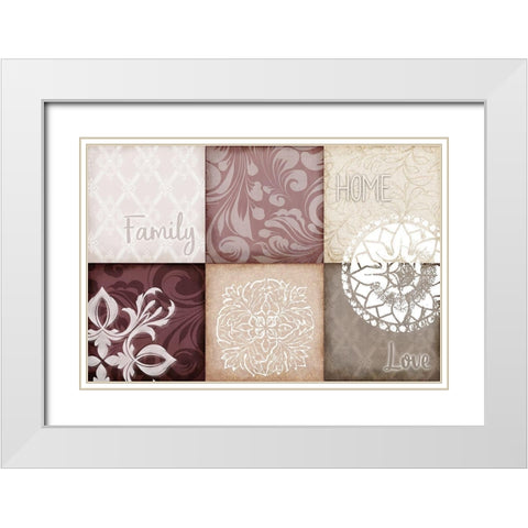 Home Family Love v2 White Modern Wood Framed Art Print with Double Matting by Kimberly, Allen