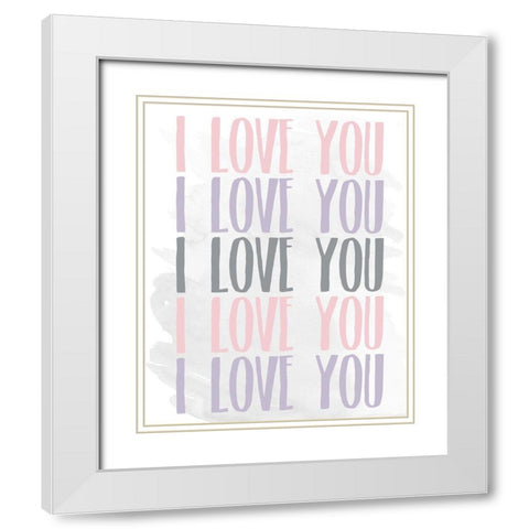 Love Love Love White Modern Wood Framed Art Print with Double Matting by Kimberly, Allen