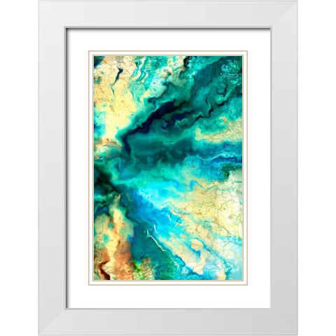 Teal Day 2 White Modern Wood Framed Art Print with Double Matting by Allen, Kimberly