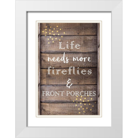 Fireflies White Modern Wood Framed Art Print with Double Matting by Kimberly, Allen