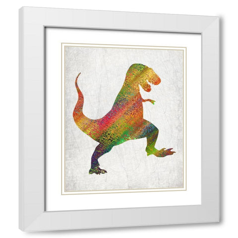 Bright Dino 1 White Modern Wood Framed Art Print with Double Matting by Kimberly, Allen