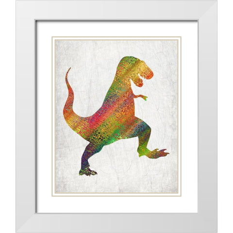 Bright Dino 1 White Modern Wood Framed Art Print with Double Matting by Kimberly, Allen