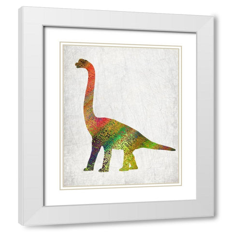 Bright Dino 2 White Modern Wood Framed Art Print with Double Matting by Kimberly, Allen