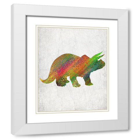 Bright Dino 3 White Modern Wood Framed Art Print with Double Matting by Kimberly, Allen