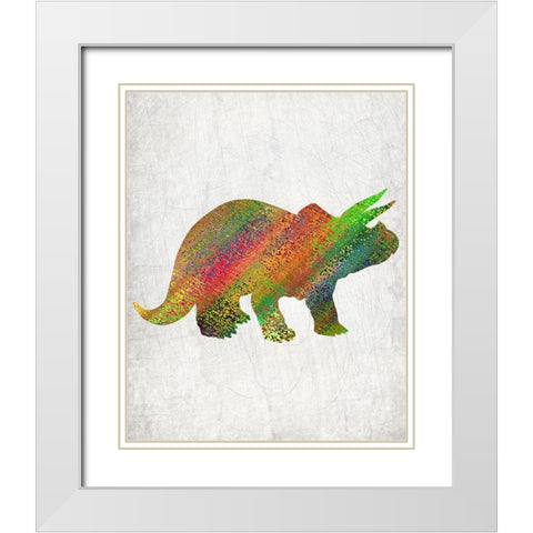 Bright Dino 3 White Modern Wood Framed Art Print with Double Matting by Kimberly, Allen