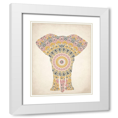 Mandala Elephant 2 White Modern Wood Framed Art Print with Double Matting by Kimberly, Allen