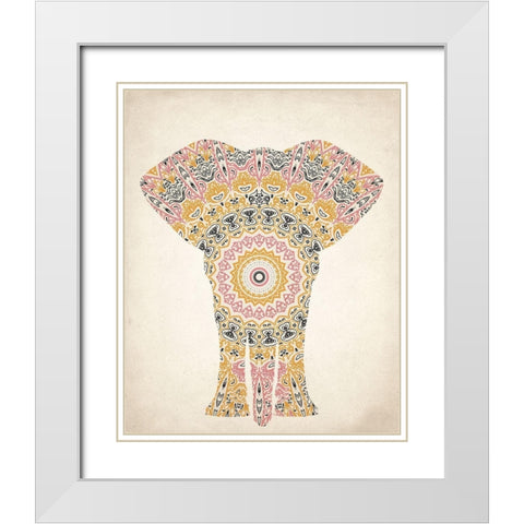 Mandala Elephant 2 White Modern Wood Framed Art Print with Double Matting by Kimberly, Allen