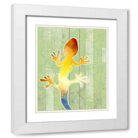 Painted Lizard 1 White Modern Wood Framed Art Print with Double Matting by Kimberly, Allen