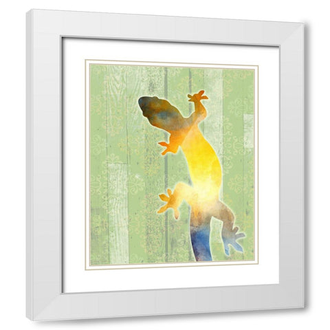 Painted Lizard 3 White Modern Wood Framed Art Print with Double Matting by Kimberly, Allen