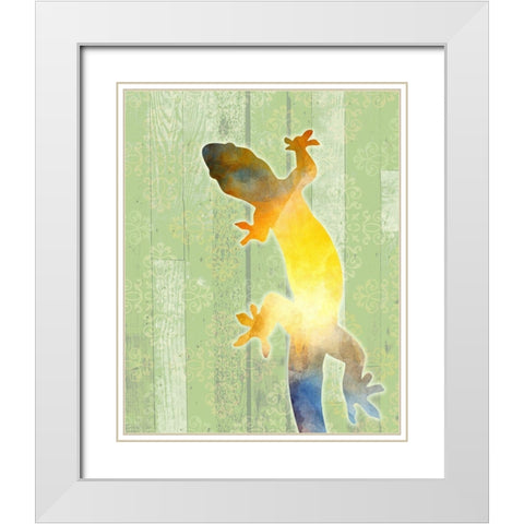 Painted Lizard 3 White Modern Wood Framed Art Print with Double Matting by Kimberly, Allen