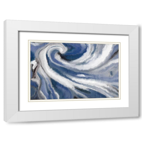 Indigo Swirl White Modern Wood Framed Art Print with Double Matting by Allen, Kimberly