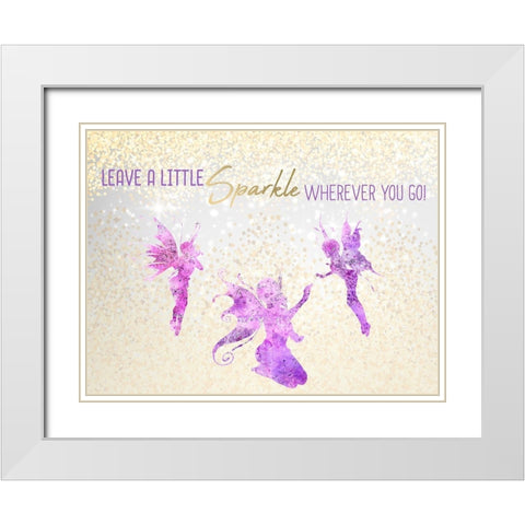 Leave a LIttle Sparkle v3 White Modern Wood Framed Art Print with Double Matting by Kimberly, Allen