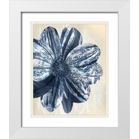Indigo Marble Bloom 1 White Modern Wood Framed Art Print with Double Matting by Allen, Kimberly