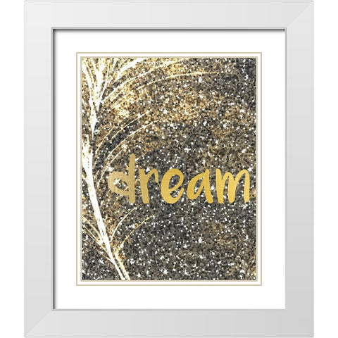 Gold Feather 4 White Modern Wood Framed Art Print with Double Matting by Kimberly, Allen