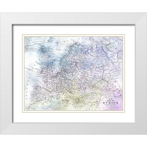Watercolor Map 1 White Modern Wood Framed Art Print with Double Matting by Kimberly, Allen