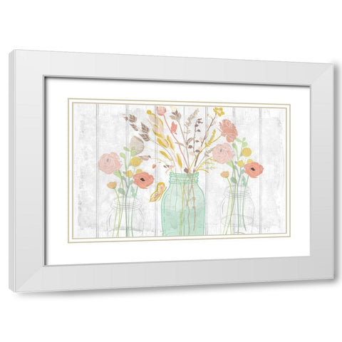 Summer Bloom Jars v2 White Modern Wood Framed Art Print with Double Matting by Kimberly, Allen