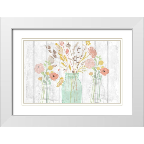 Summer Bloom Jars v2 White Modern Wood Framed Art Print with Double Matting by Kimberly, Allen