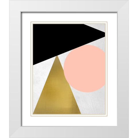 Triangle Circle 1 White Modern Wood Framed Art Print with Double Matting by Kimberly, Allen