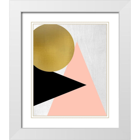 Triangle Circle 2 White Modern Wood Framed Art Print with Double Matting by Kimberly, Allen