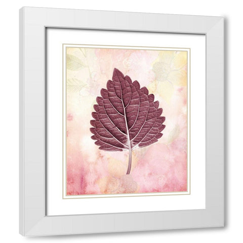 Burgundy Leaf 1 White Modern Wood Framed Art Print with Double Matting by Kimberly, Allen