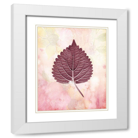 Burgundy Leaf 2 White Modern Wood Framed Art Print with Double Matting by Kimberly, Allen