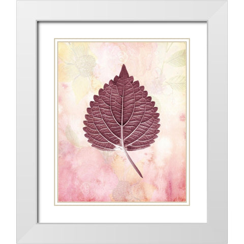 Burgundy Leaf 2 White Modern Wood Framed Art Print with Double Matting by Kimberly, Allen