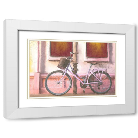 Pink Riding White Modern Wood Framed Art Print with Double Matting by Kimberly, Allen