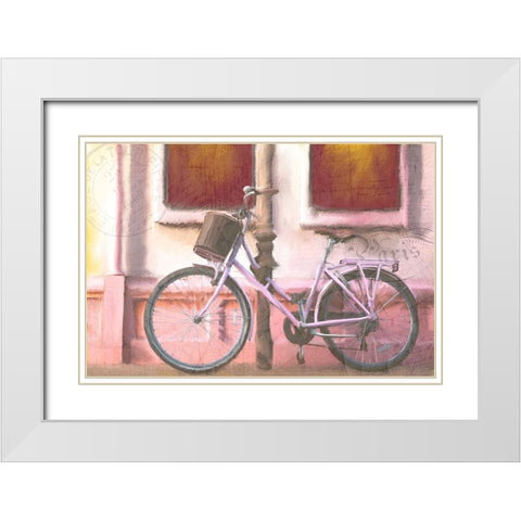Pink Riding White Modern Wood Framed Art Print with Double Matting by Kimberly, Allen