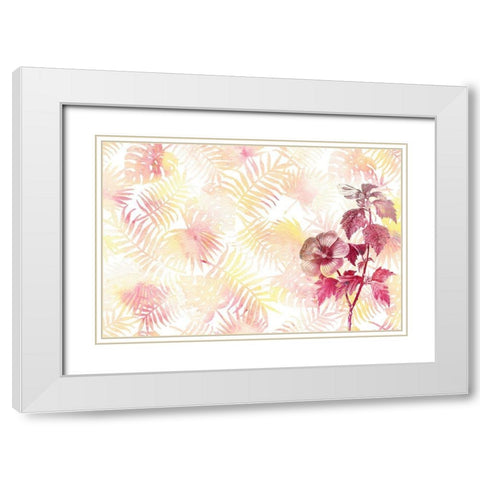 Hibiscus Palms White Modern Wood Framed Art Print with Double Matting by Kimberly, Allen