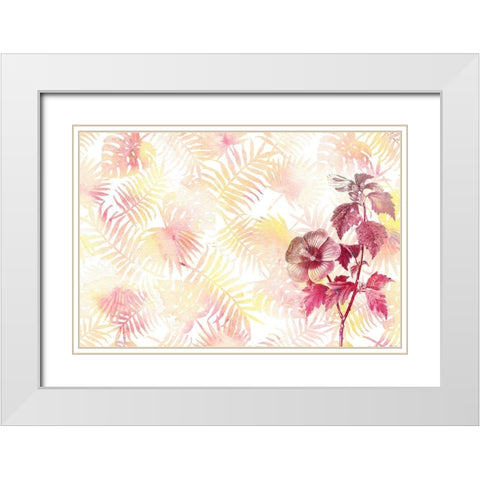 Hibiscus Palms White Modern Wood Framed Art Print with Double Matting by Kimberly, Allen