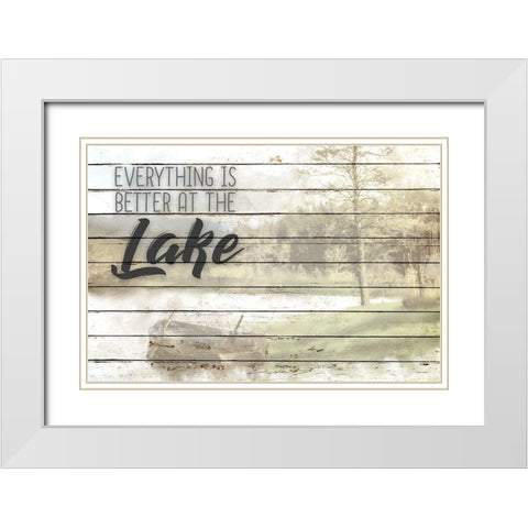 Better at the Lake White Modern Wood Framed Art Print with Double Matting by Kimberly, Allen