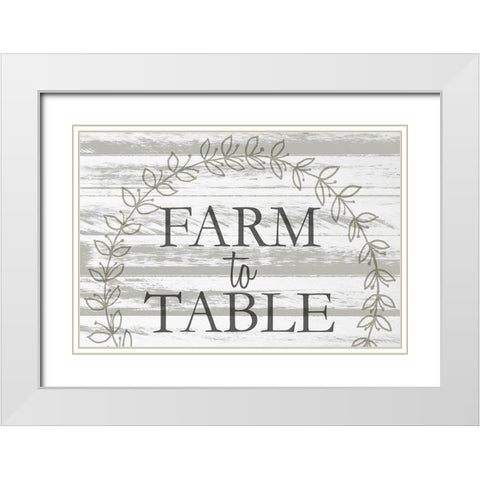 Farm to Table Wreath White Modern Wood Framed Art Print with Double Matting by Kimberly, Allen