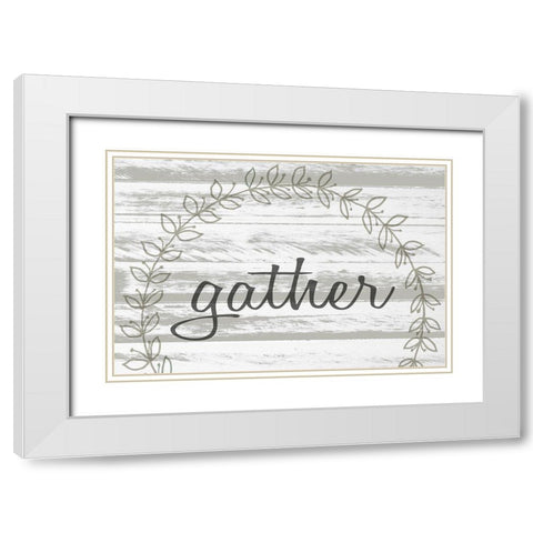 Gather Wreath White Modern Wood Framed Art Print with Double Matting by Kimberly, Allen